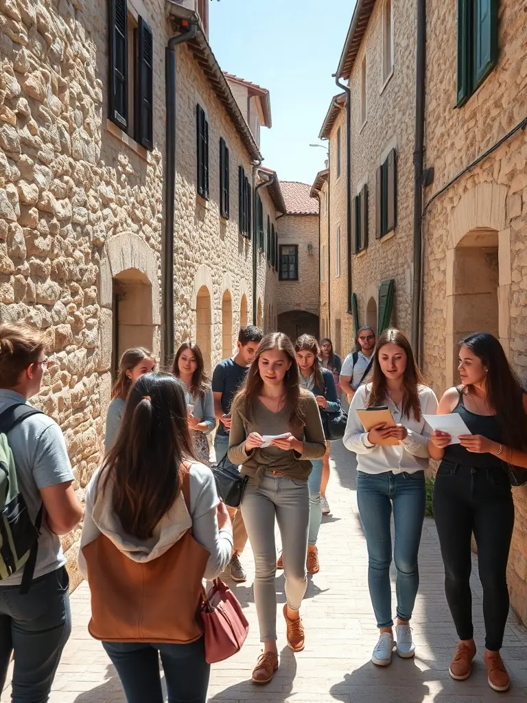 A picture of children participating in a guided tour of Saulieu's historical sites, emphasizing the educational aspect of the organization's activities.